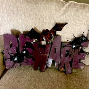 Halloween BEWARE Metal sign decor
